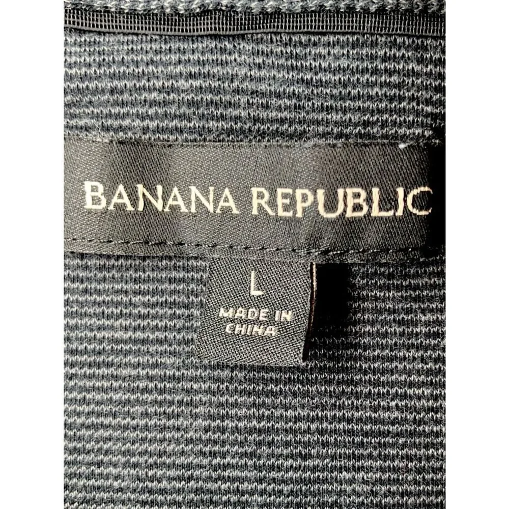 Banana Republic Luxe Touch Striped Polo in Black/Grey Men’s L
